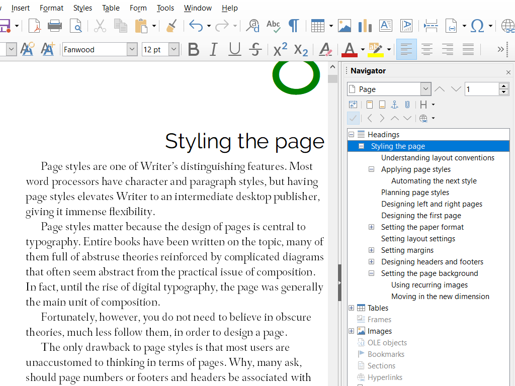 Capture d'écran Writer