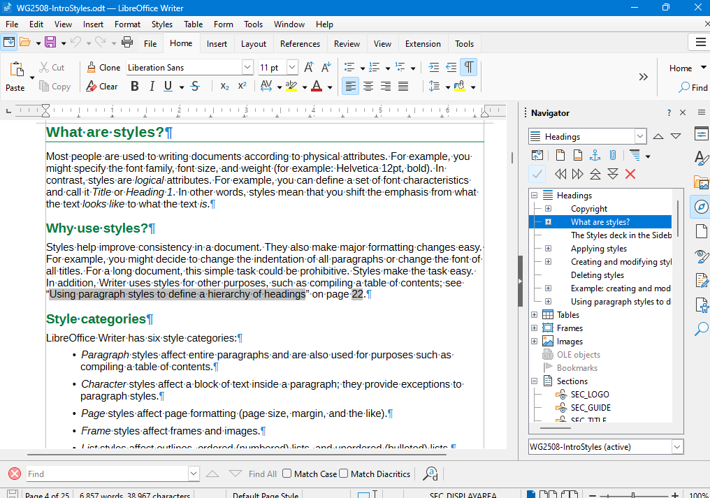 Capture d'écran Writer
